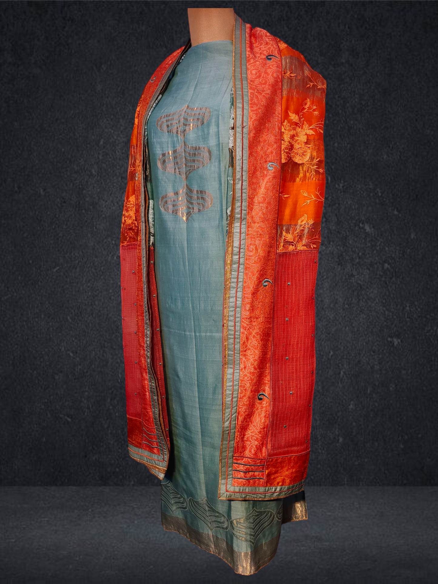 Semi Stitched Formal chanderi Suitset