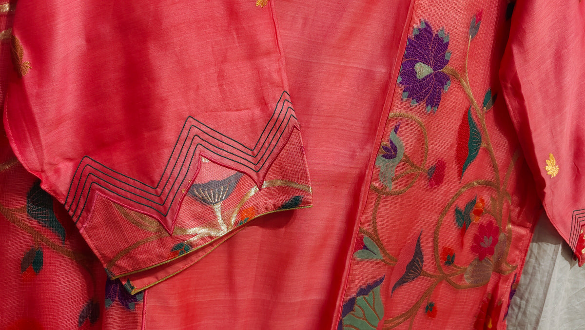 Semi Stitched Chanderi Formal Suitset