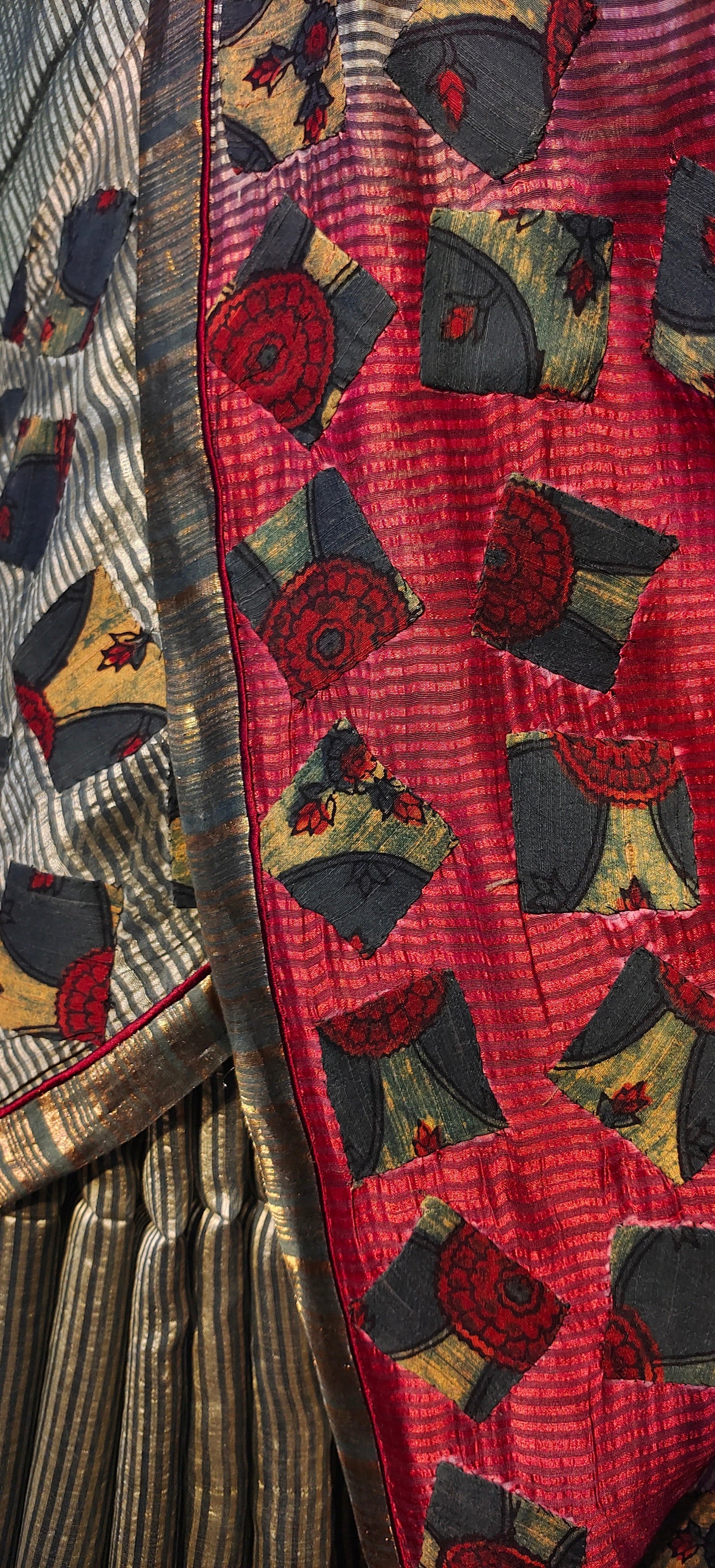 Formal Silk Ajrakh applique Saree VISHAL KAPUR STUDIO