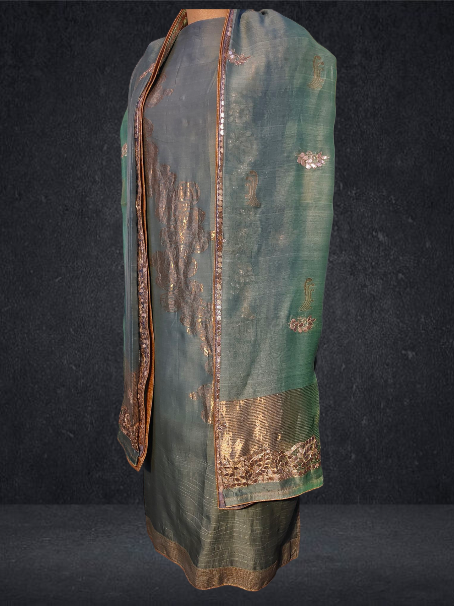 Semi Stitched Formal chanderi Suitset