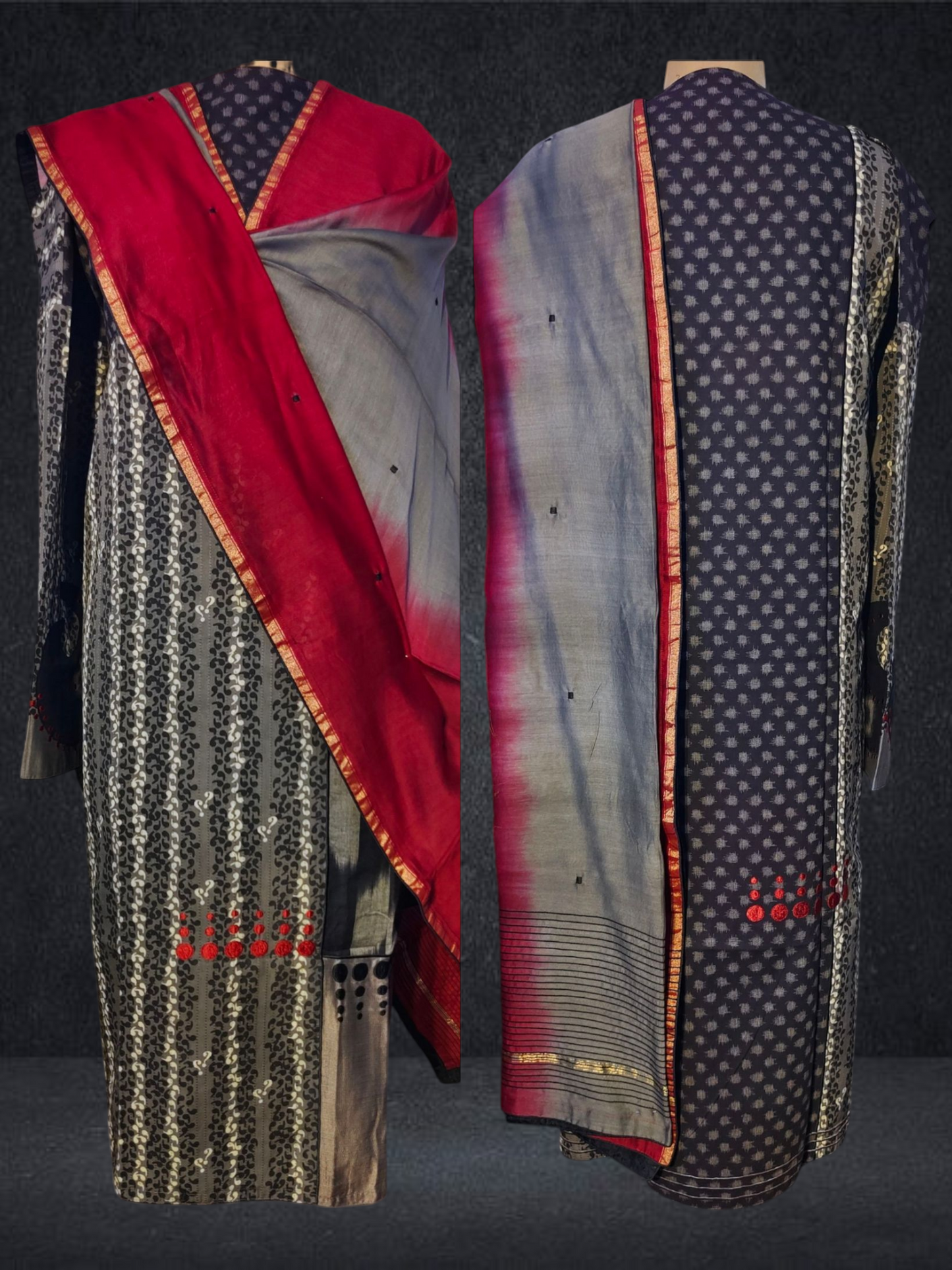 Semi Stitched Formal chanderi Suitset