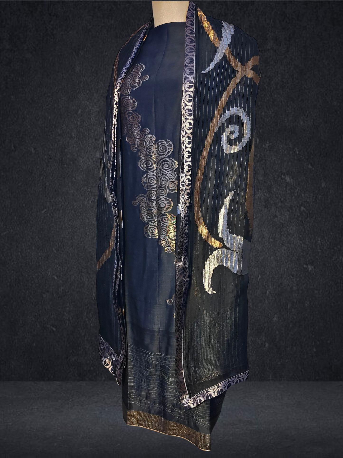 Semi Stitched Formal chanderi Suitset