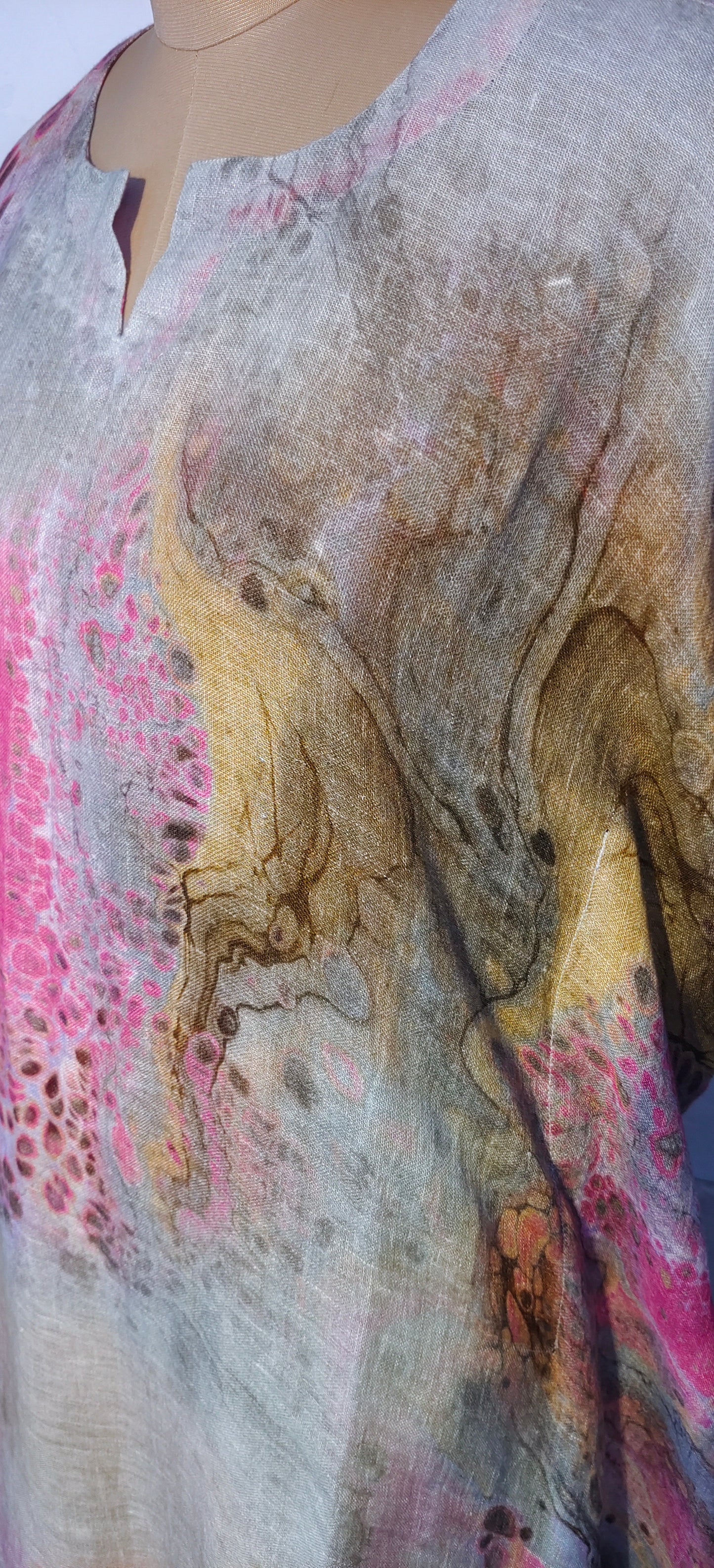 Stitched Silk Linen Kaftan