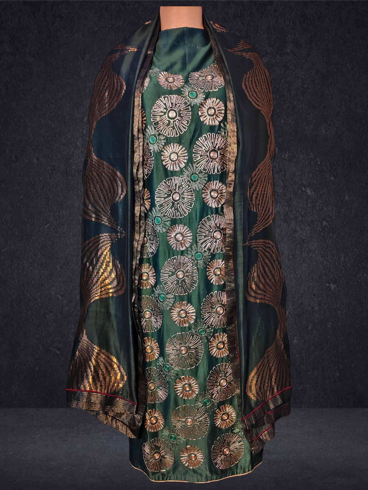 Semi Stitched Formal chanderi Suitset