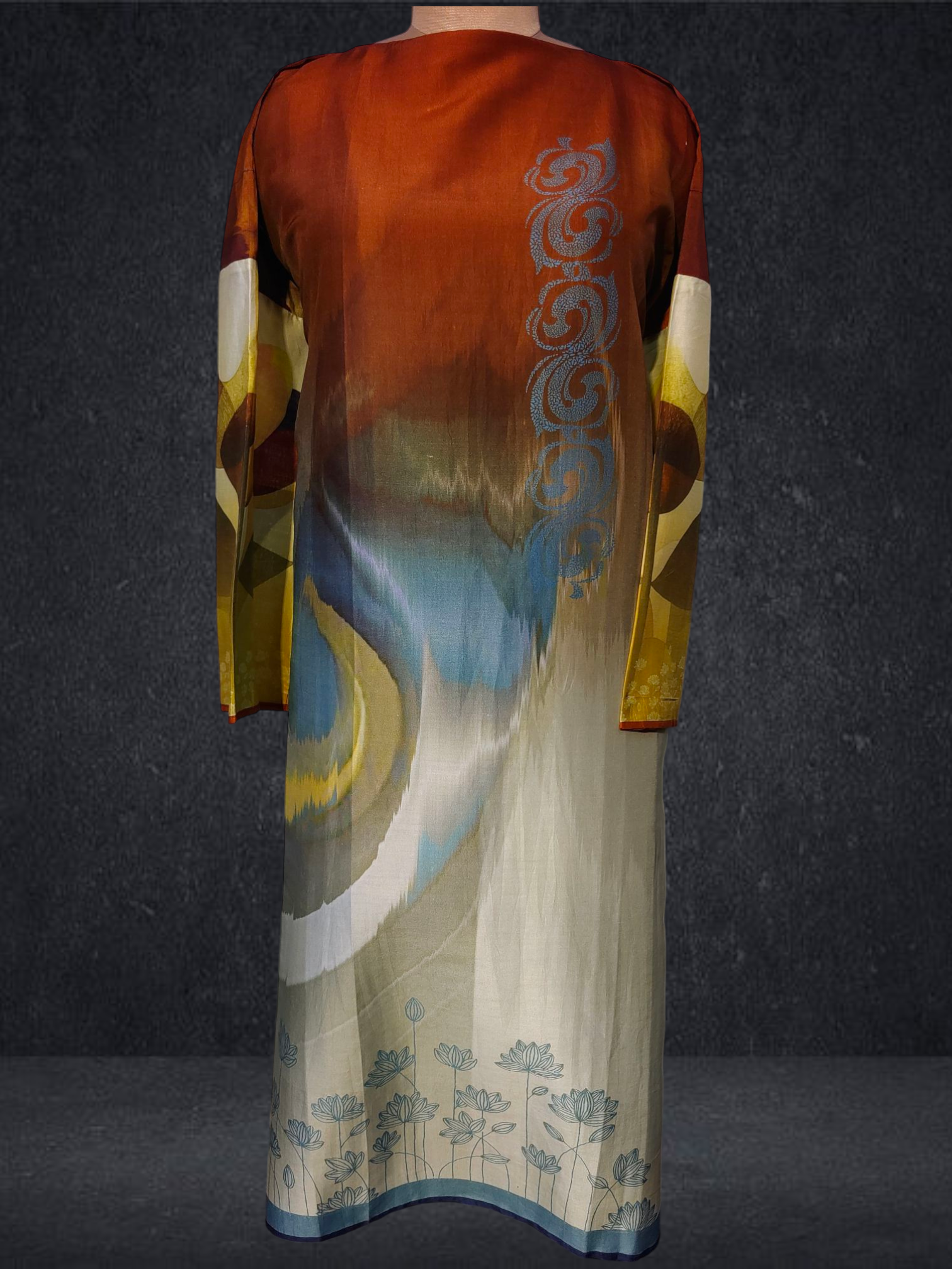 Semi Stitched Chanderi printed Kurta VISHAL KAPUR