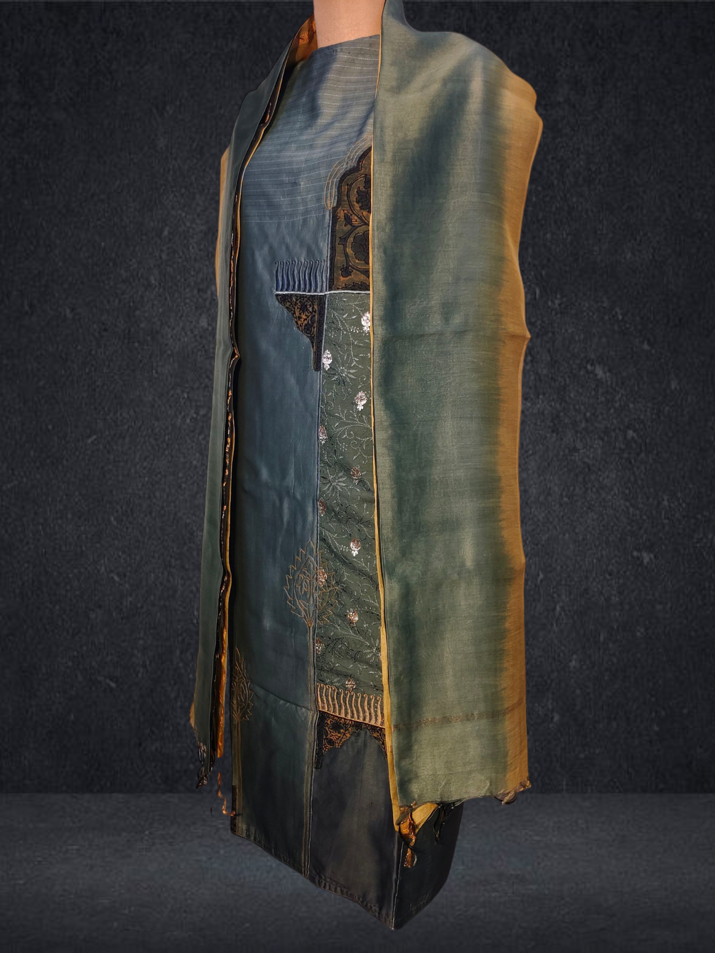 Semi Stitched Formal chanderi Suitset