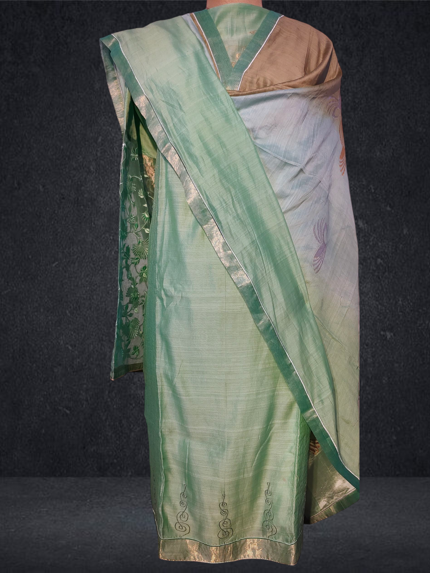 Semi Stitched Formal chanderi Suitset