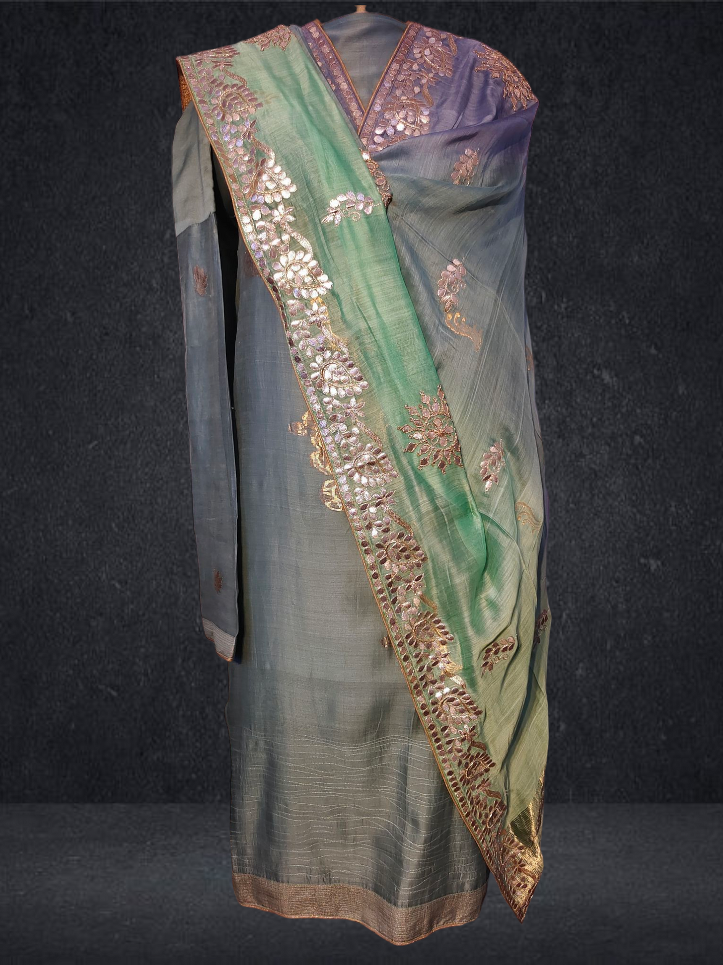 Semi Stitched Formal chanderi Suitset