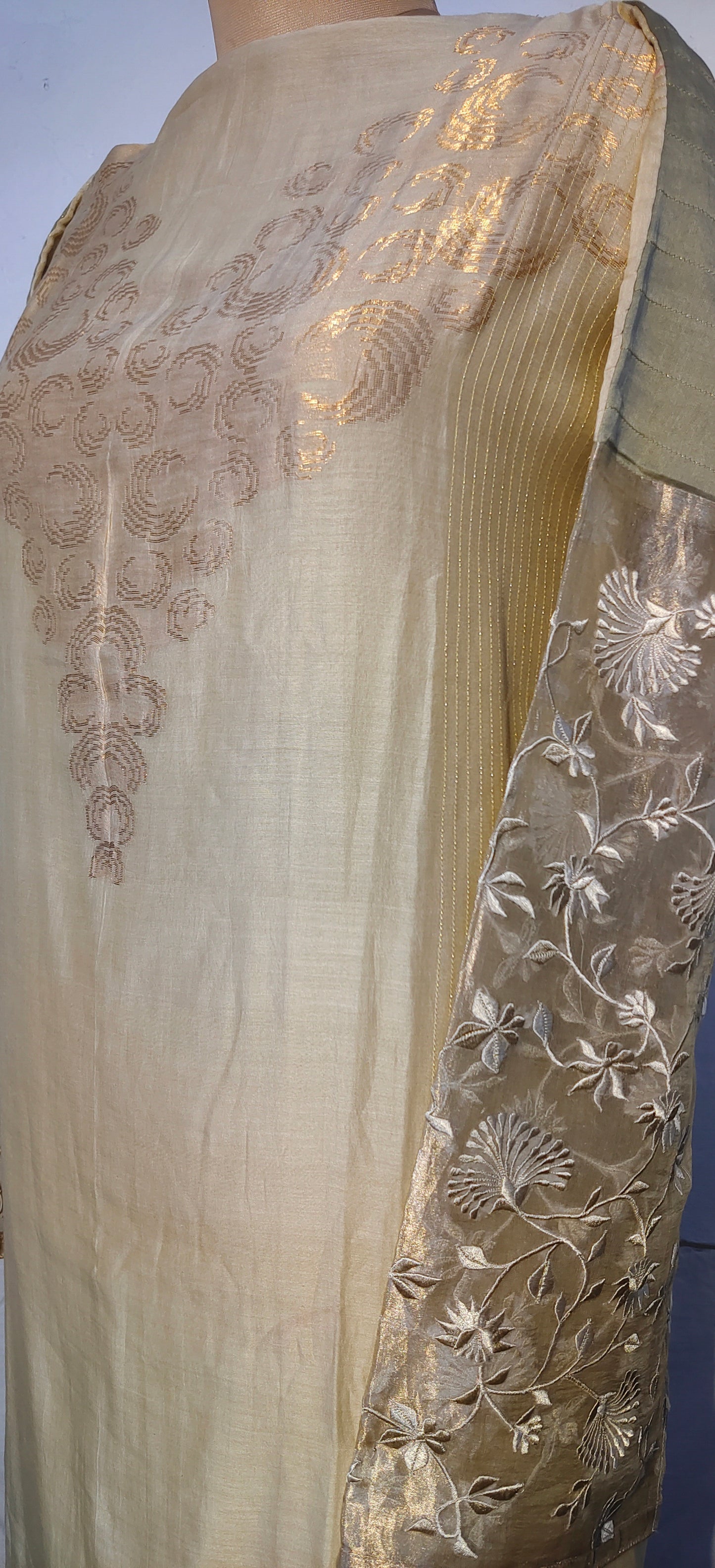 Semi Stitched Formal chanderi Kurta