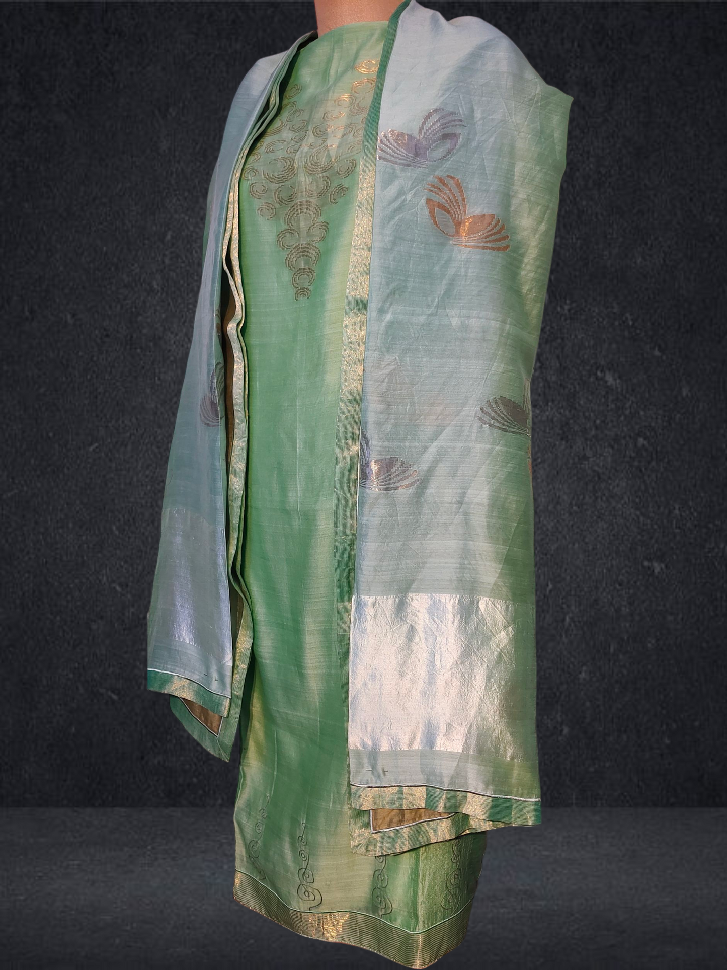 Semi Stitched Formal chanderi Suitset