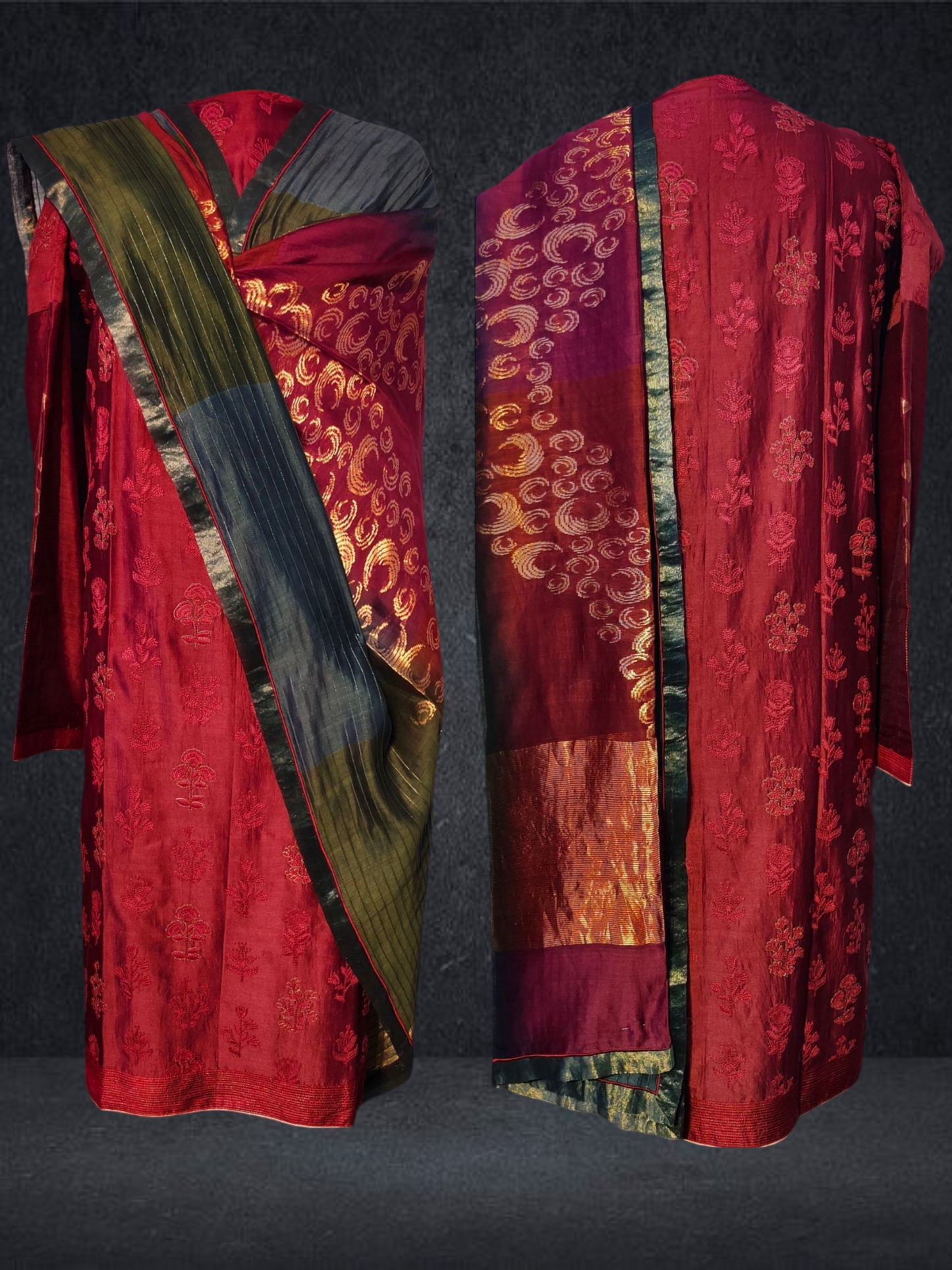 Semi Stitched Formal chanderi Suitset