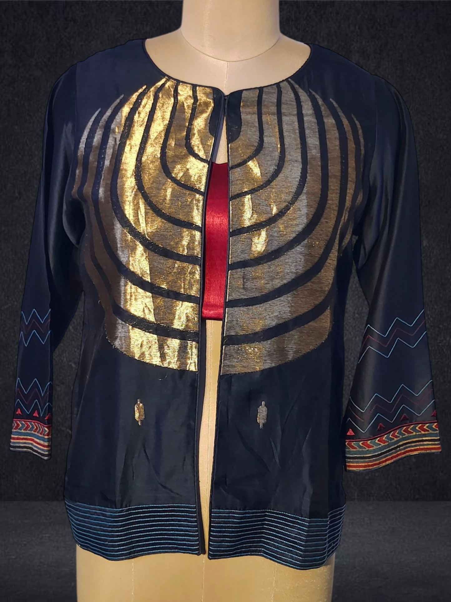 Stitched Chanderi Zariwoven Short Jacket