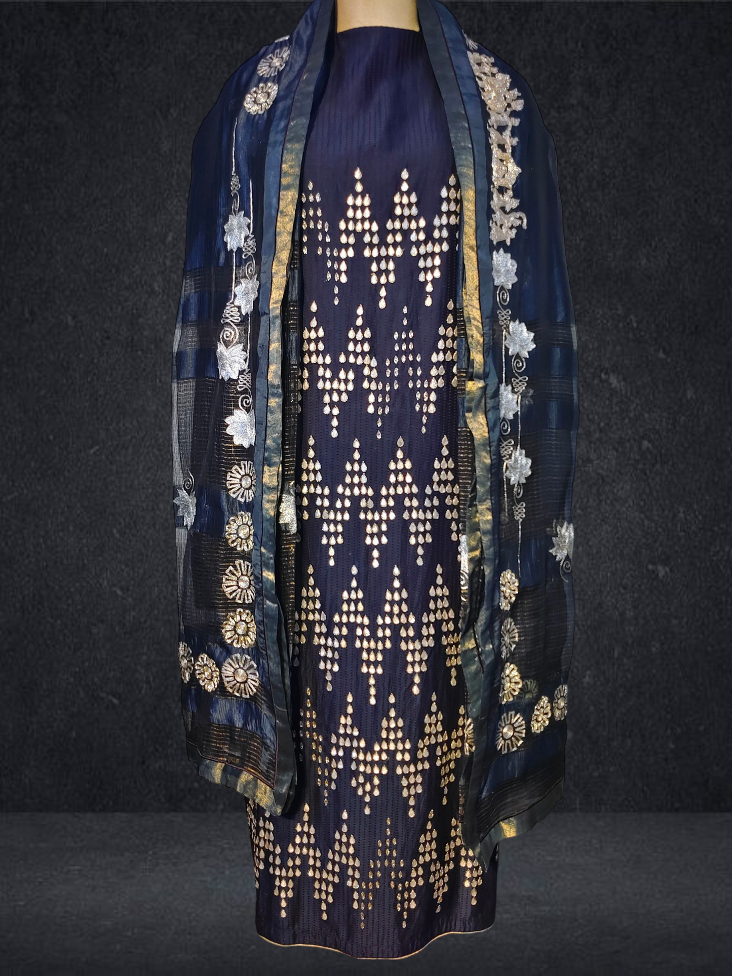 Semi Stitched Formal chanderi Suitset