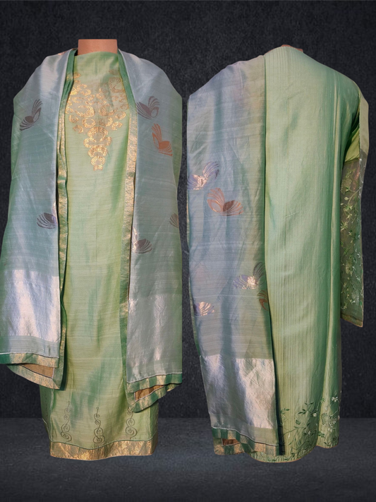 Semi Stitched Formal chanderi Suitset
