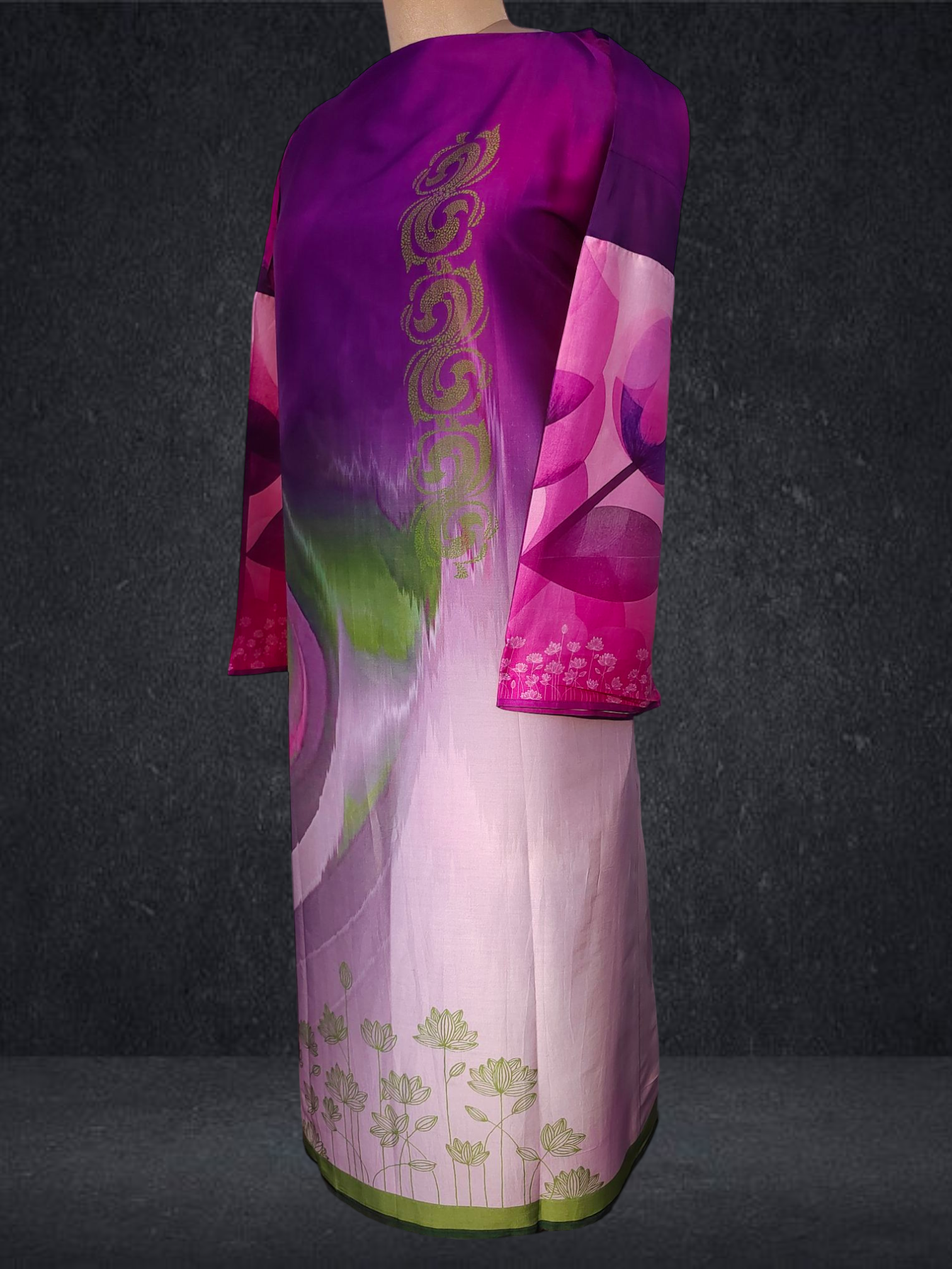 Semi Stitched Chanderi printed kurta VISHAL KAPUR