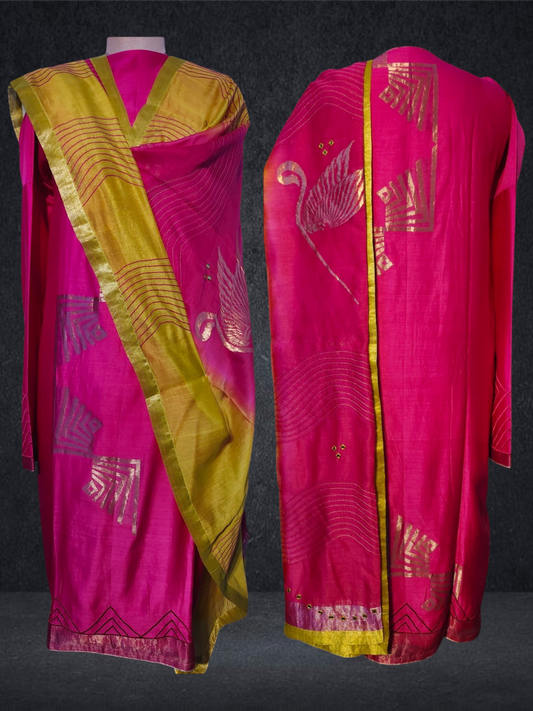 Semi Stitched Formal chanderi Suitset