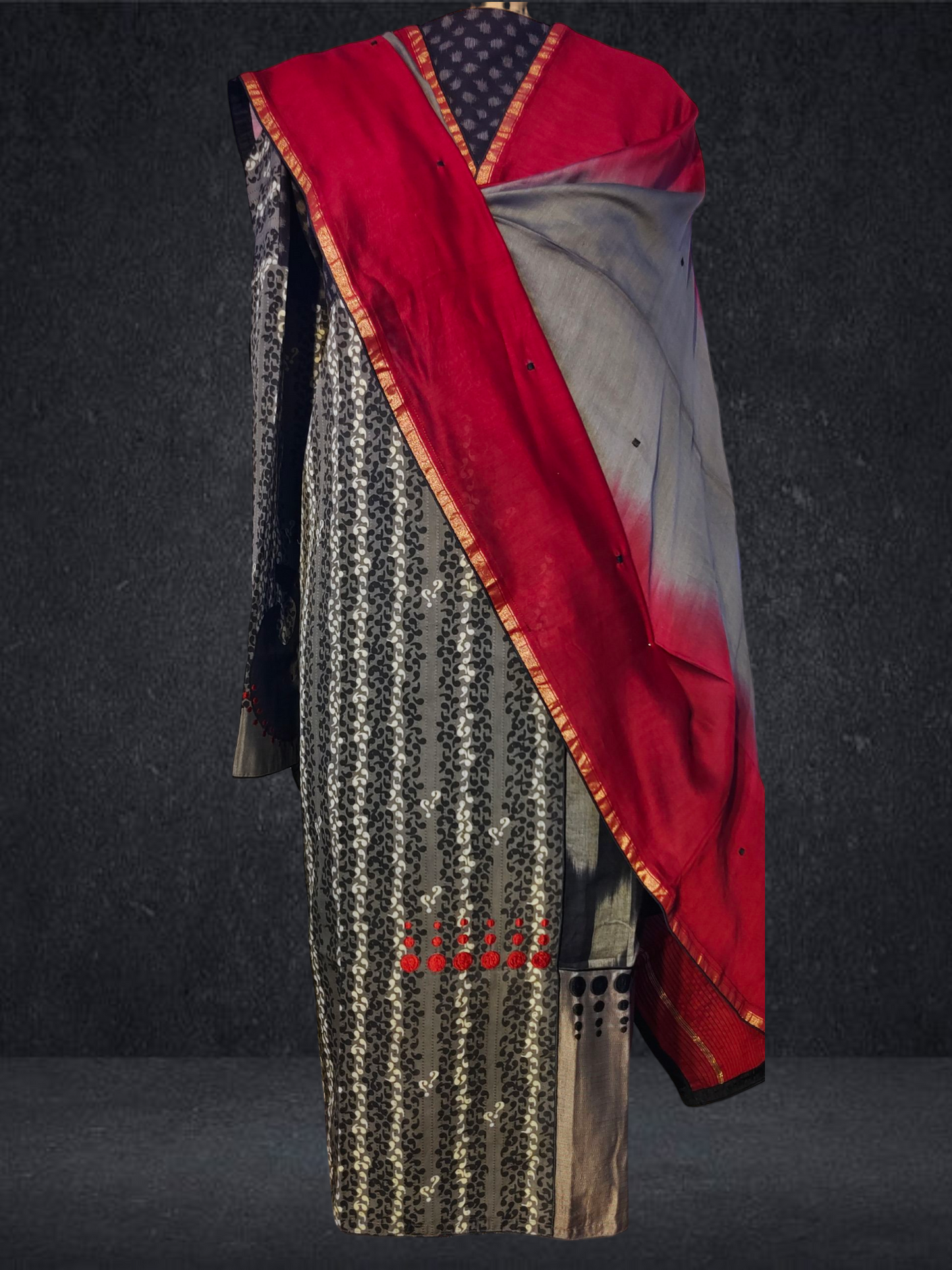 Semi Stitched Formal chanderi Suitset