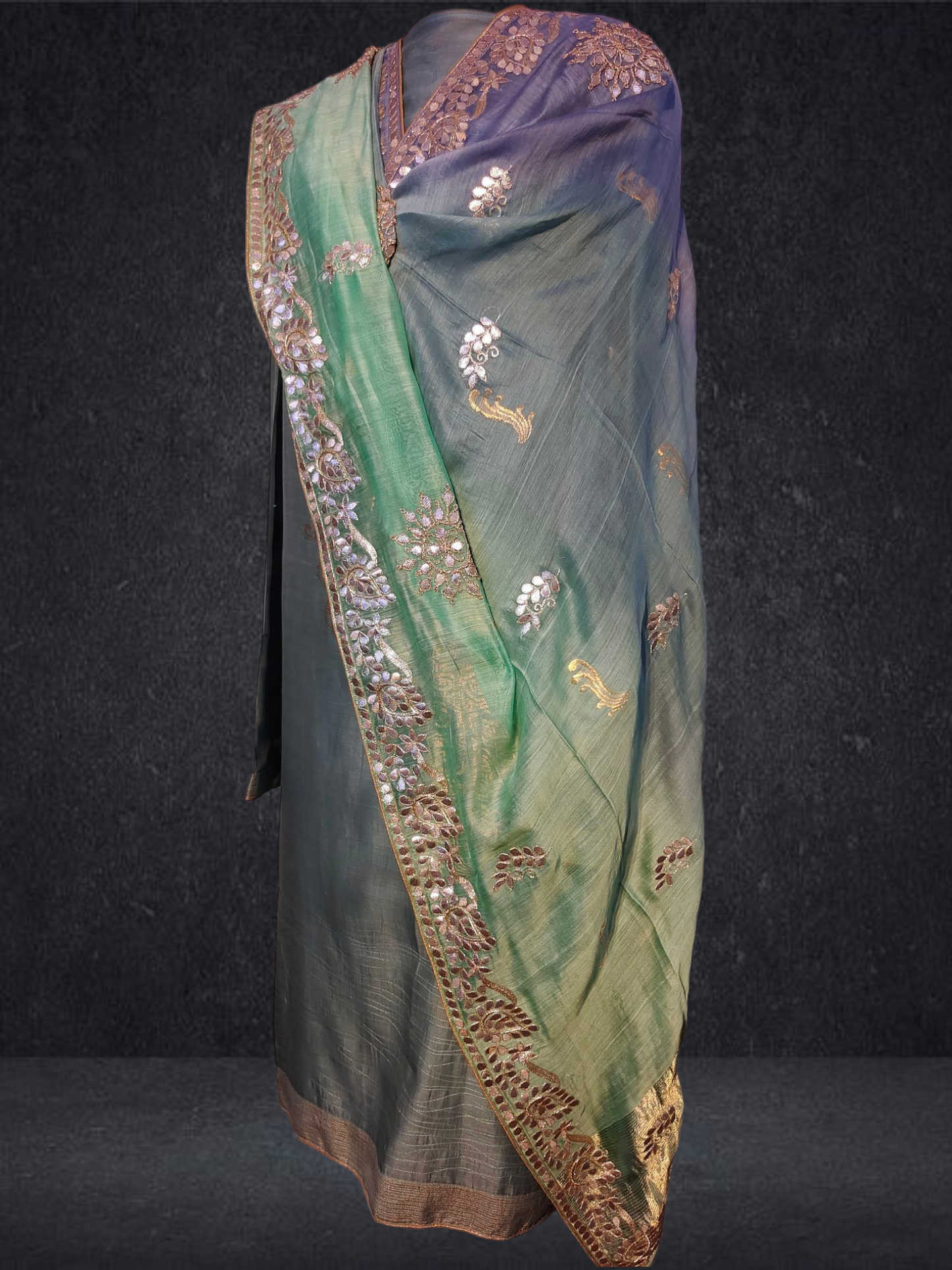 Semi Stitched Formal chanderi Suitset