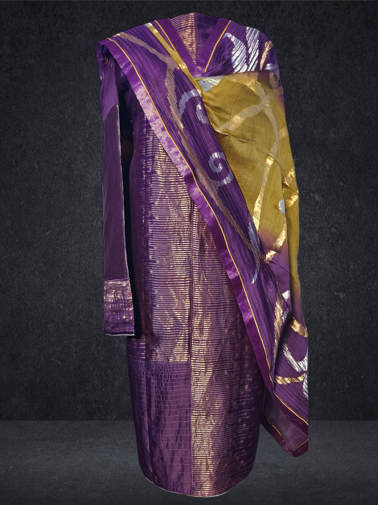 Semi Stitched Formal chanderi Suitset