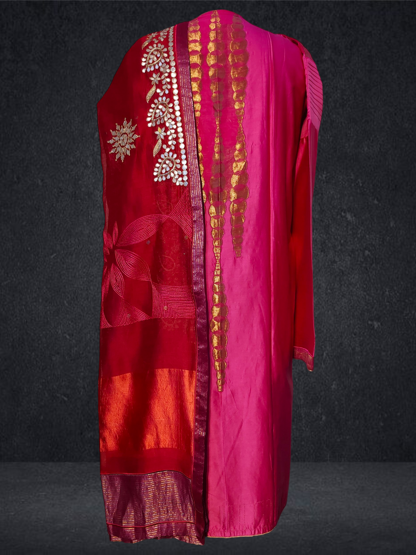 Semi Stitched Formal chanderi Suitset