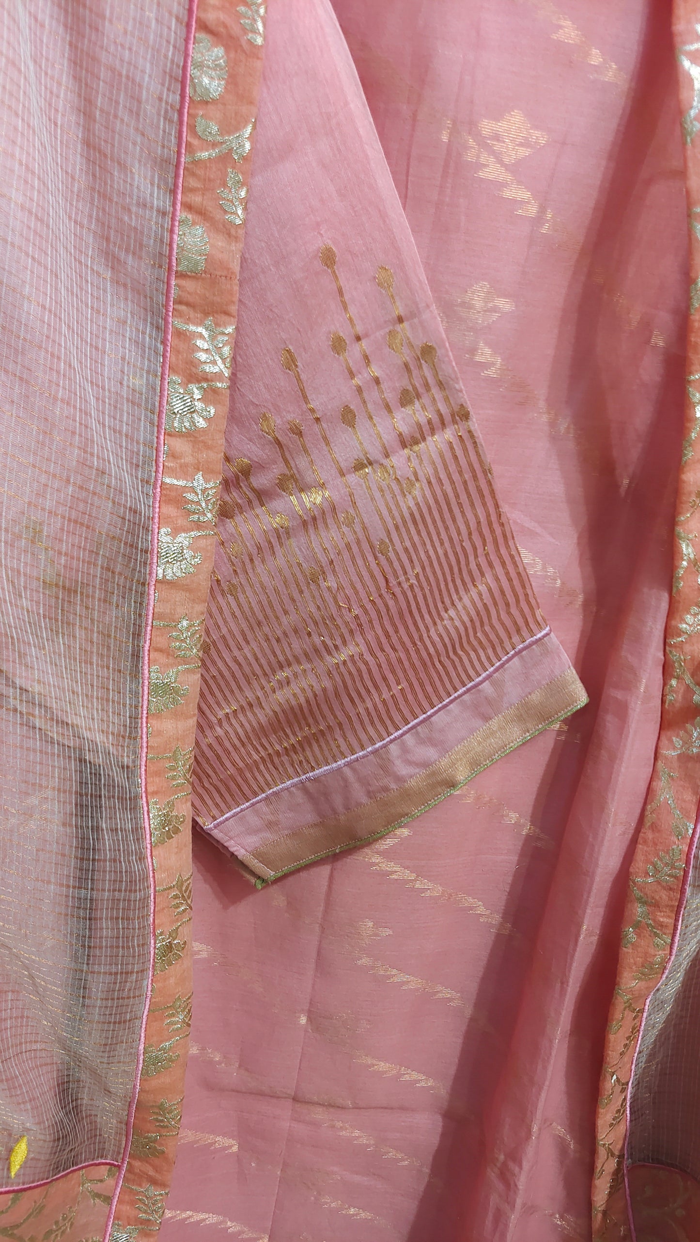 Semi Stitched Chanderi Formal Suitset