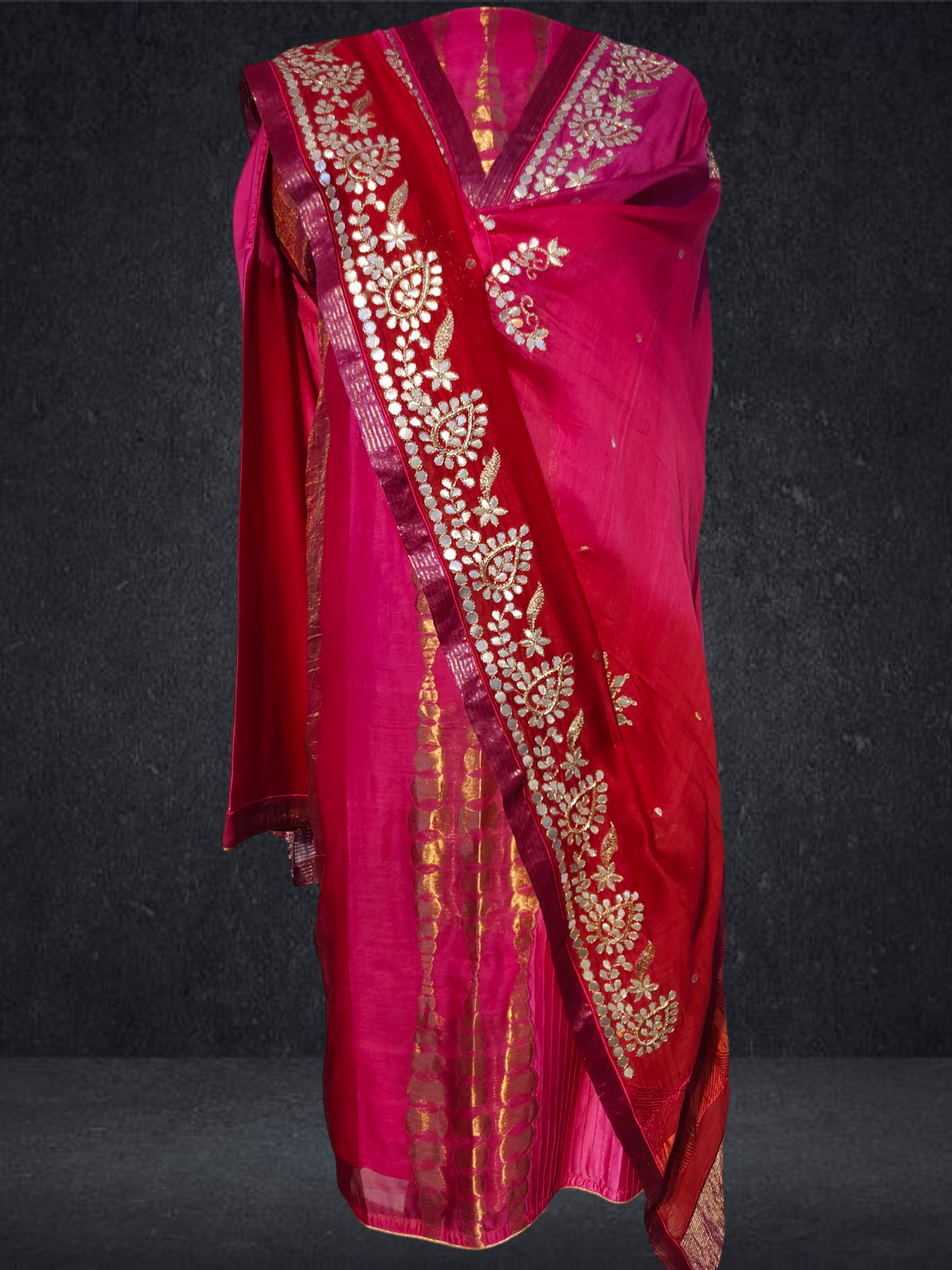 Semi Stitched Formal chanderi Suitset