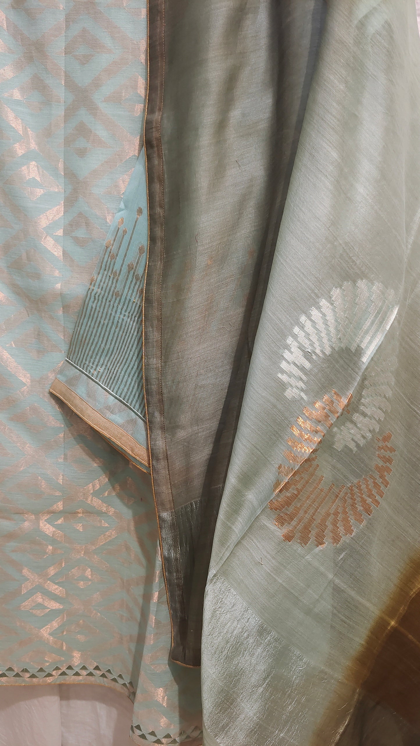 Semi Stitched Chanderi Formal Suitset