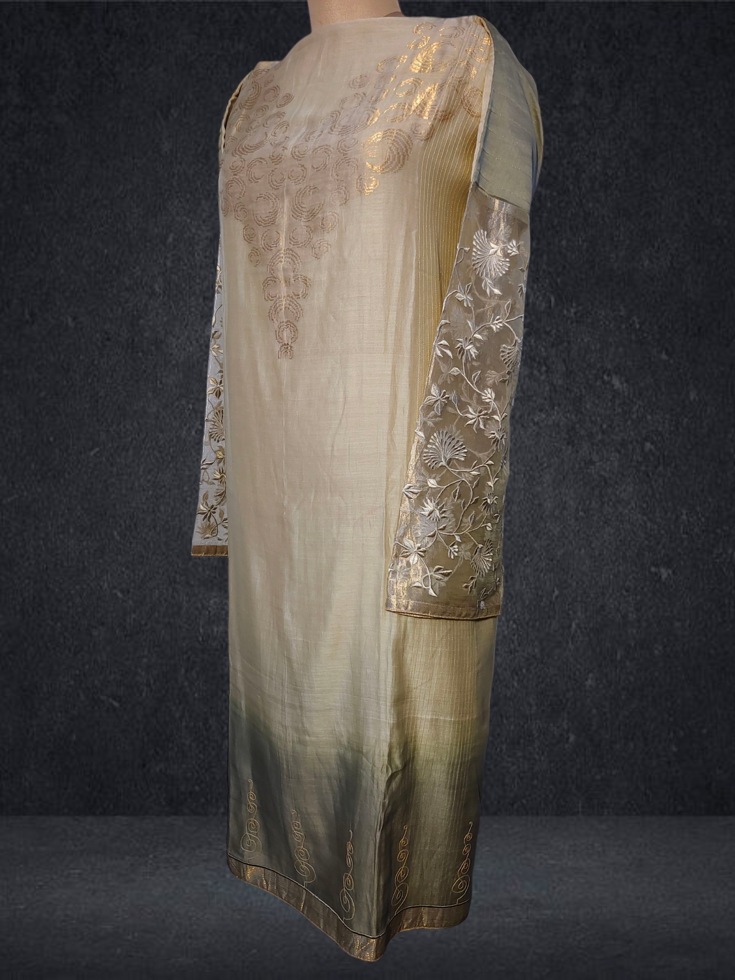 Semi Stitched Formal chanderi Kurta