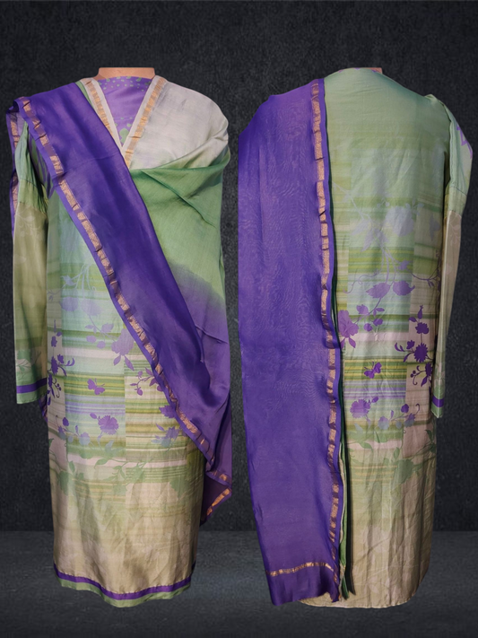 Semi Stitched Chanderi Casual Suitset