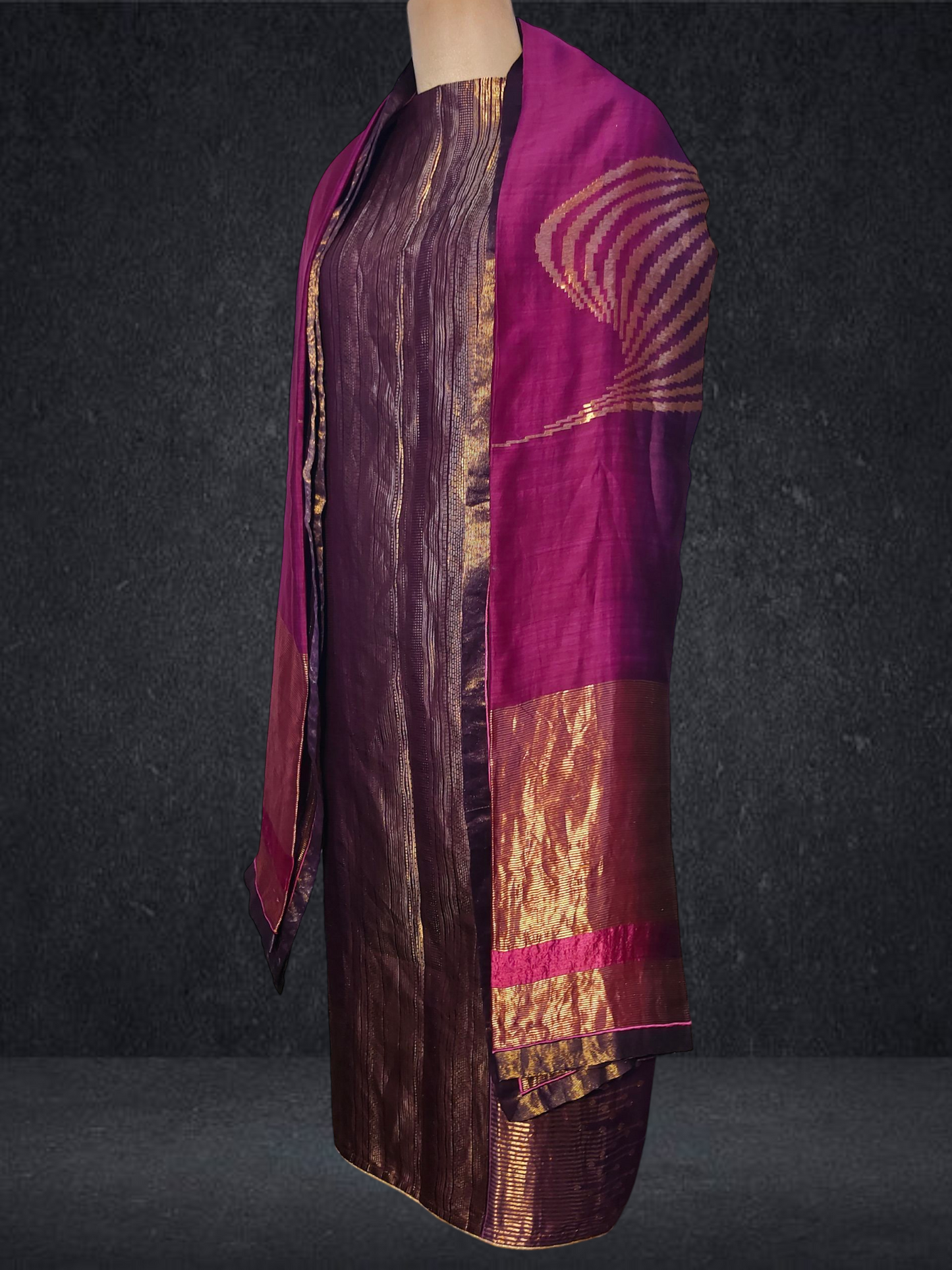 Semi Stitched Formal chanderi Suitset