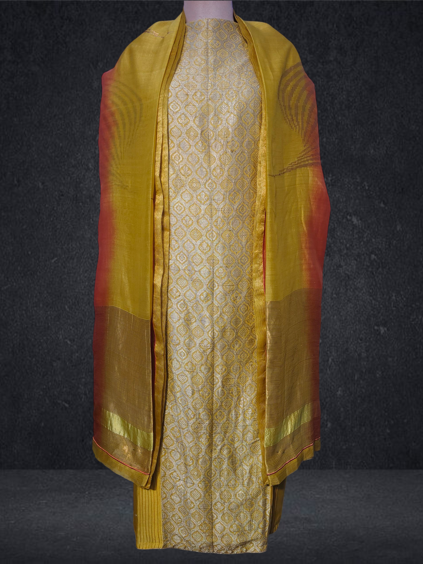 Semi Stitched Formal chanderi Suitset