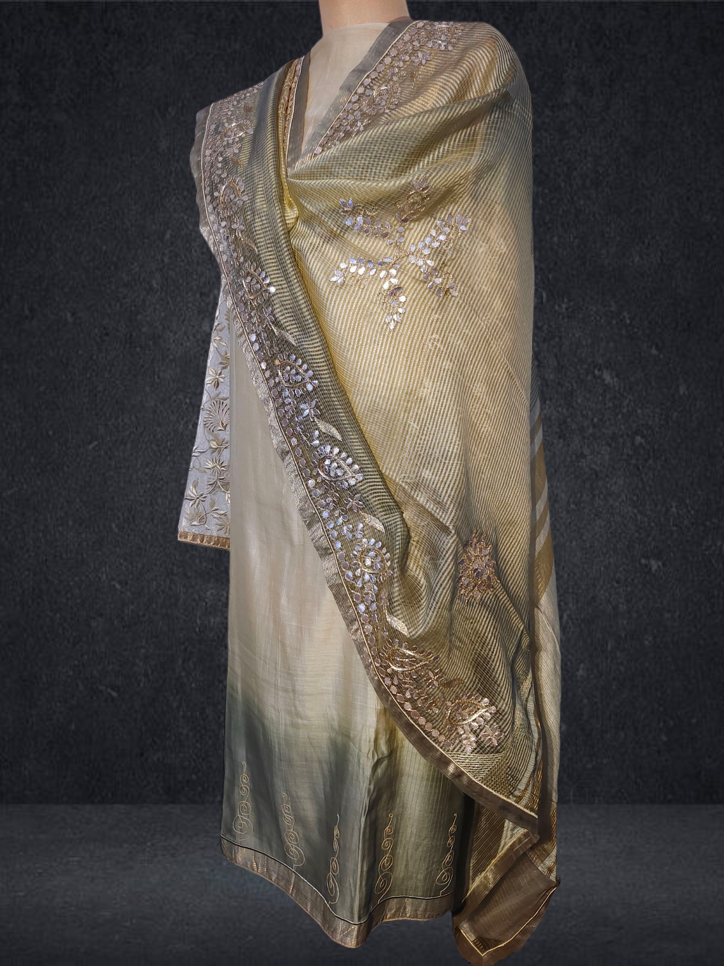 Semi Stitched Formal chanderi Suitset