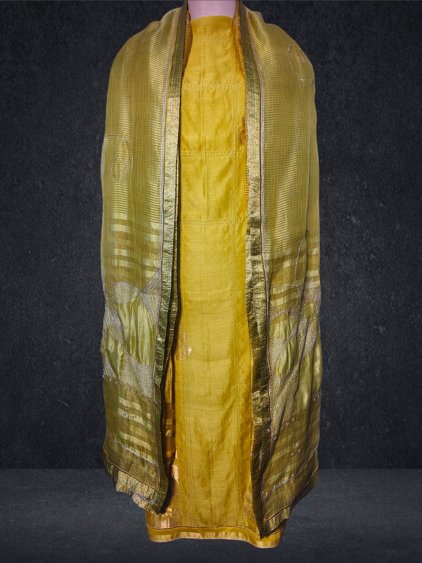 Semi Stitched Formal chanderi Suitset