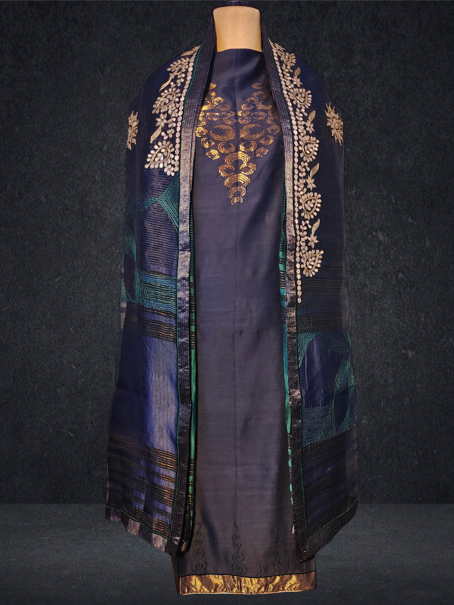 Semi Stitched Formal chanderi Suitset
