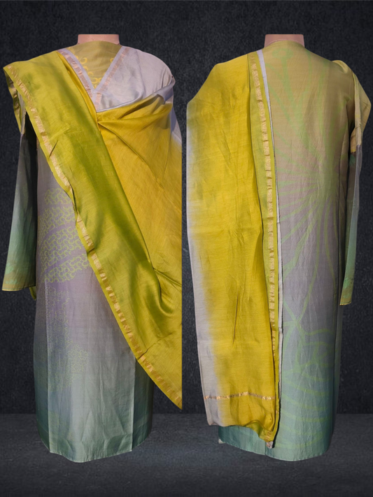 Semi Stitched Chanderi Casual Suitset
