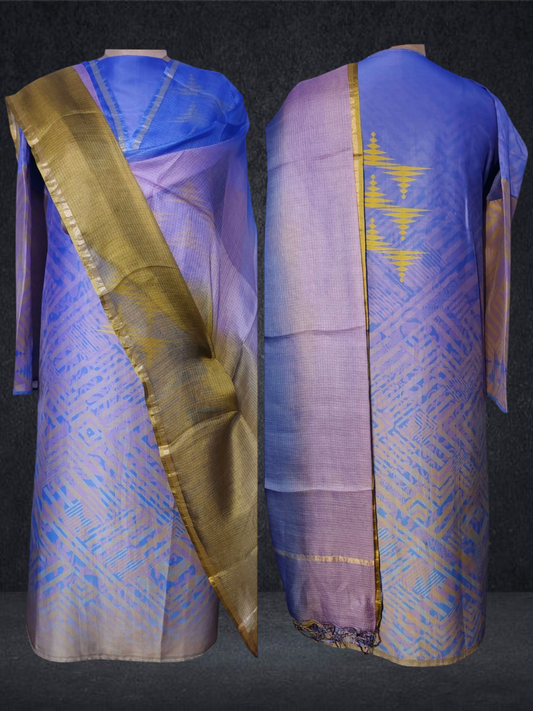 Semi Stitched Chanderi Casual Suitset