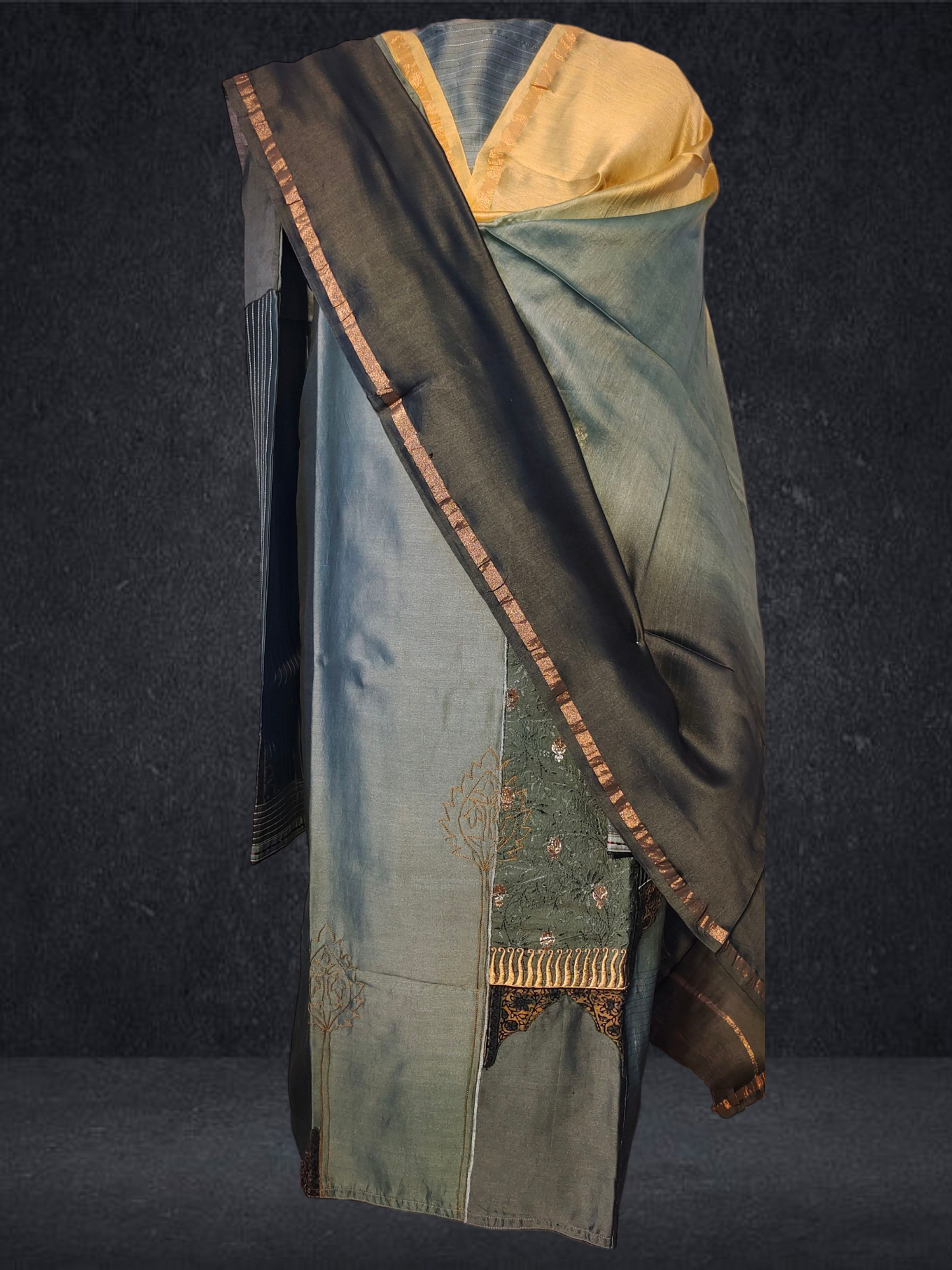 Semi Stitched Formal chanderi Suitset