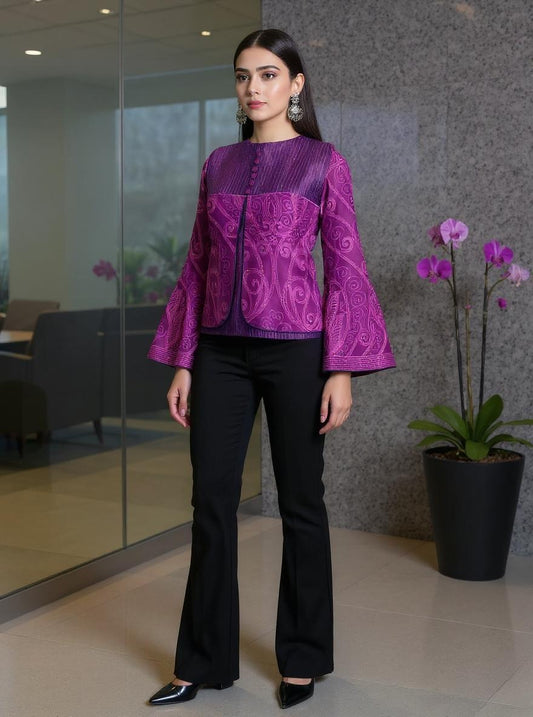 Semistitched Chanderi Ɓlouse