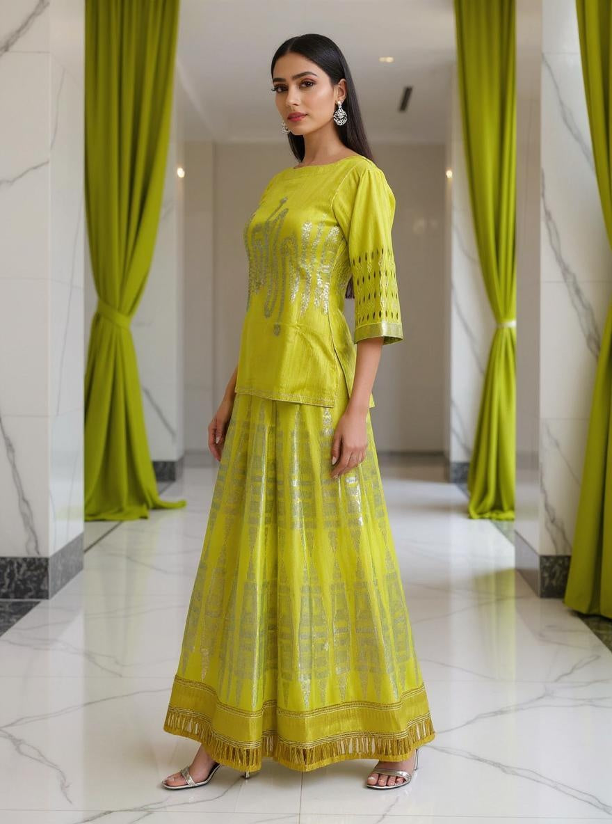 Stitched Palazzo With Crop Top Dress
