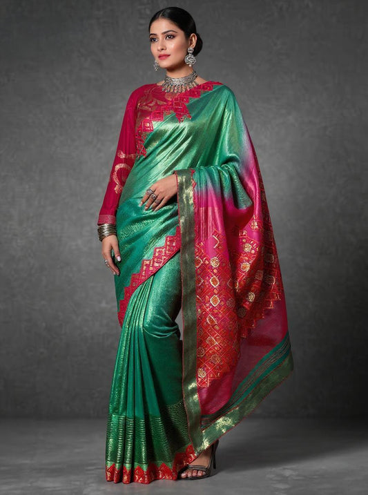 Formal Chanderi With Multicolour Brocade Saree