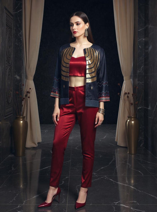 Stitched Chanderi Zariwoven Short Jacket