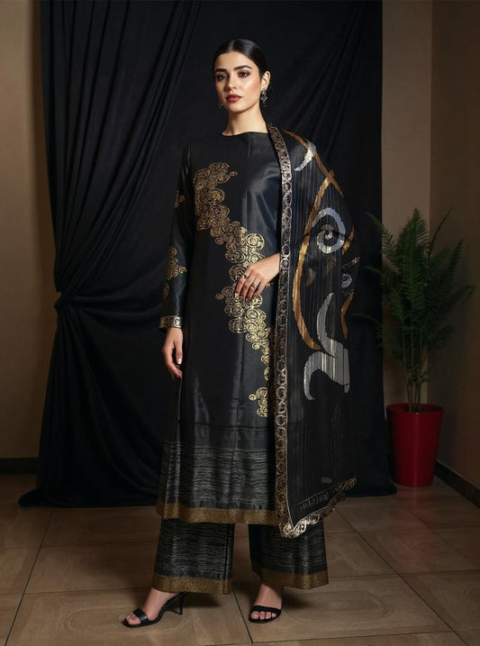Semi Stitched Formal chanderi Suitset