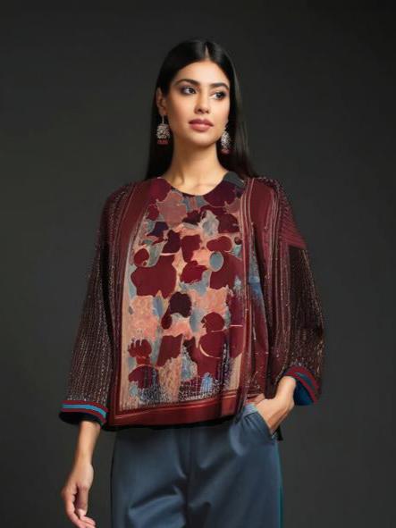 Semistitched Chanderi Silk Ajrakh Formal Ɓlouse