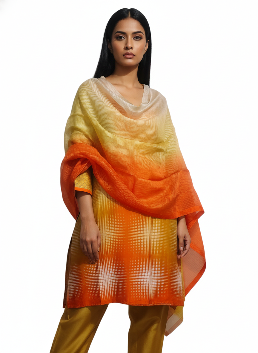 Semi Stitched Chanderi Casual Suitset