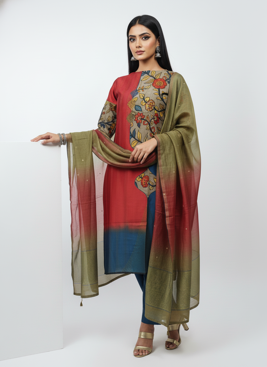 Semi Stitched Formal Chanderi Suitset