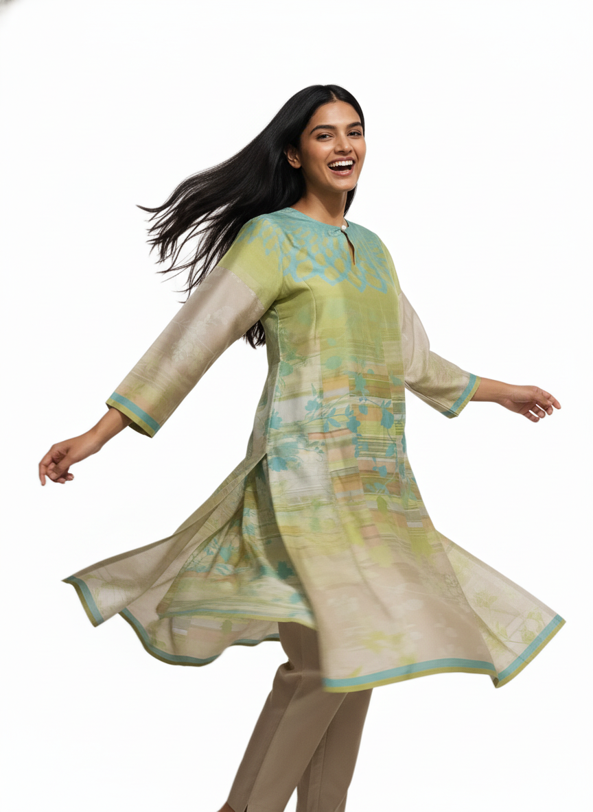 Semi Stitched Chanderi Kurta