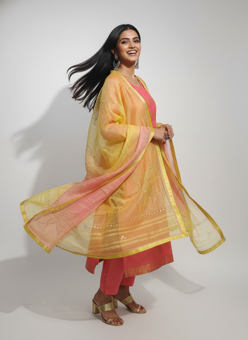 Semi Stitched Formal Chanderi Suitset