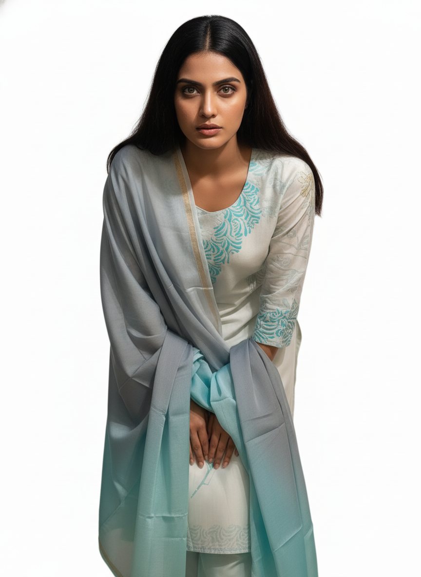 Semi Stitched Chanderi Casual Suitset