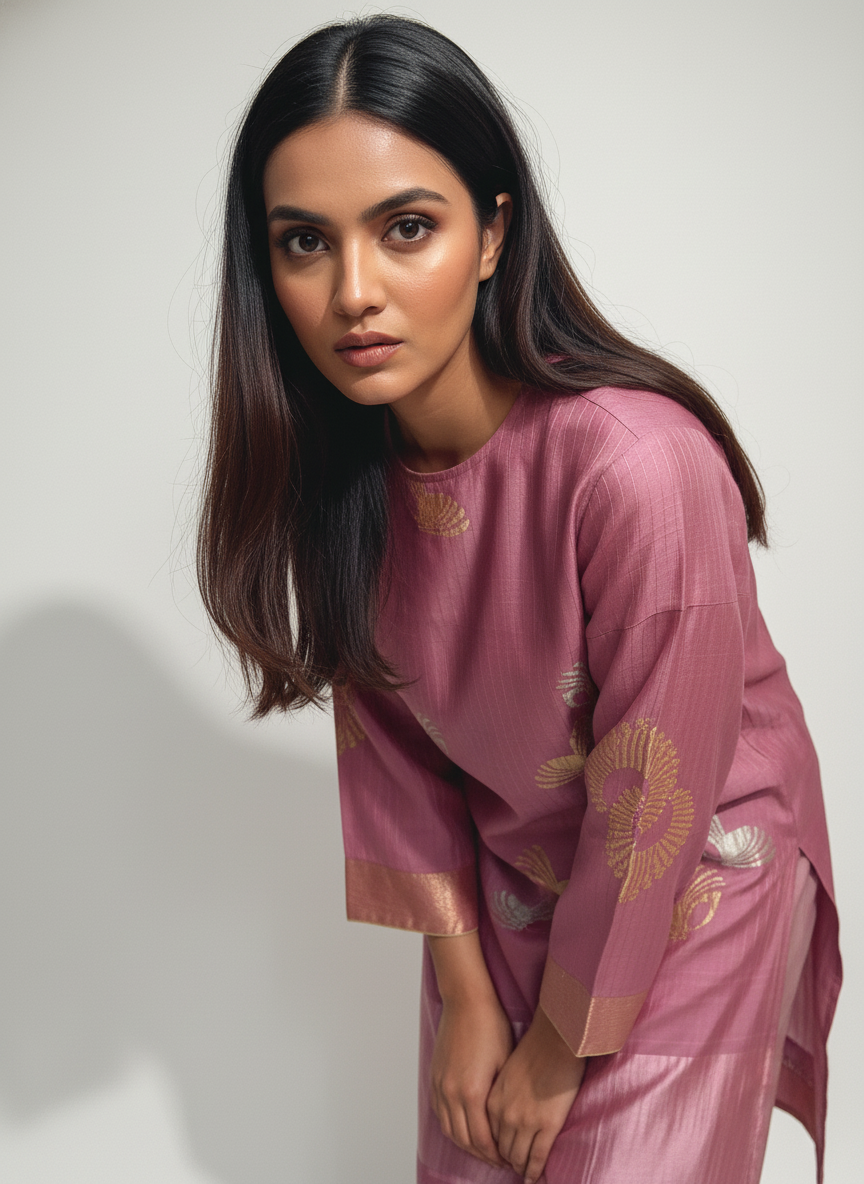 Semi Stitched Formal chanderi Kurta