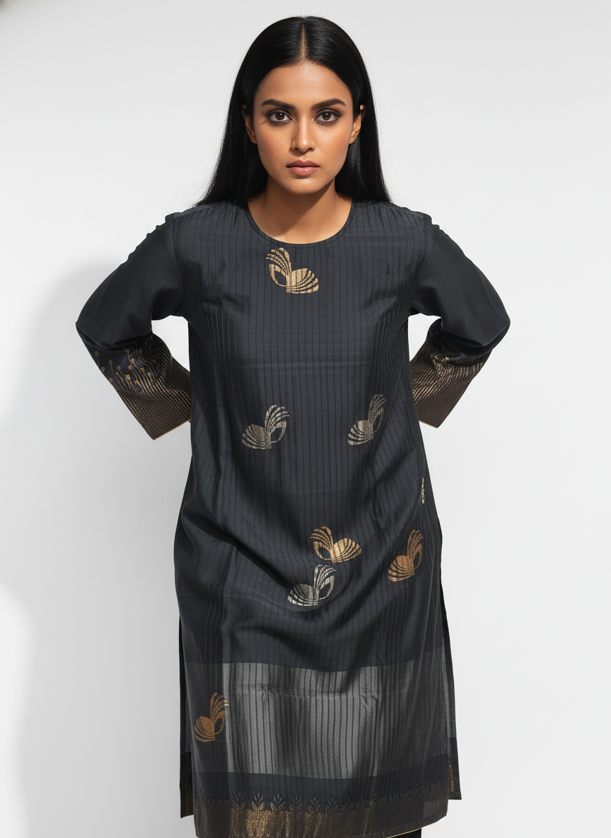 Semi Stitched Formal chanderi Kurta